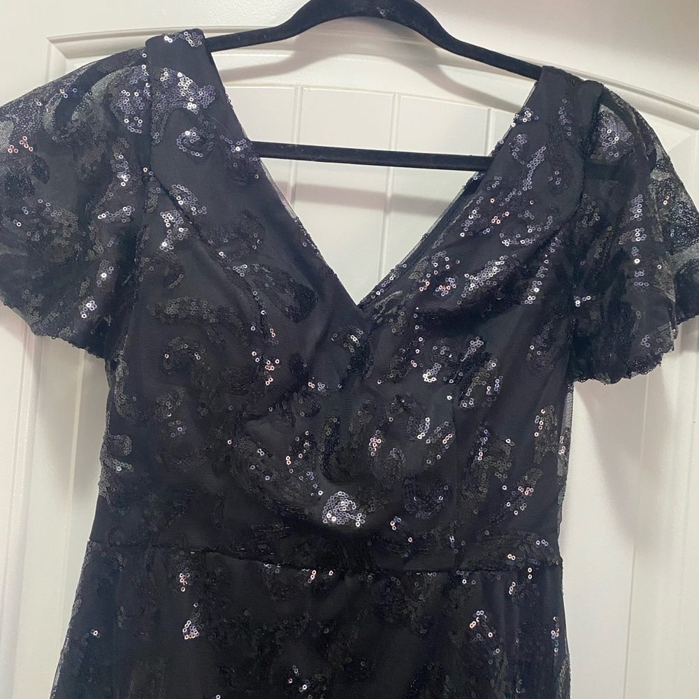 Black Sequin Dress Prom Gown Evening Small 4-6-8